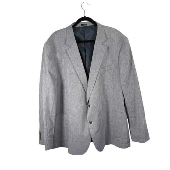 Stafford Classic Fit Blue Linen Cotton Blend Sport Coat Blazer Mens Size 52R - Picture 1 of 7